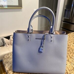 Michael Kors NWOT Blue Leather Satchel Elegant Design with padlock accent